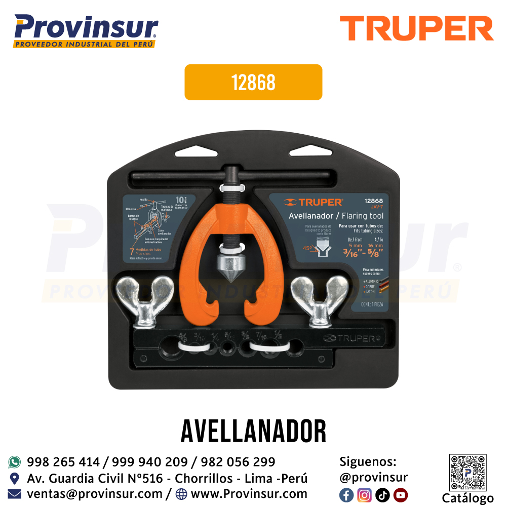 Avellanador para tubo ajustable de 3/16 a 5/8 pulgadas 12868 Truper 4 Avellanador para tubo ajustable de 3/16 a 5/8 pulgadas 12868 Truper