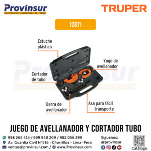 Juego 3 piezas de cortador de tubo y avellanador 12871 Truper