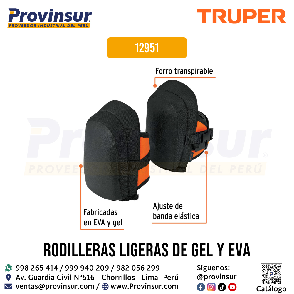 Rodilleras ligeras de gel y EVA 12951 Truper 2 Rodilleras ligeras de gel y EVA 12951 Truper