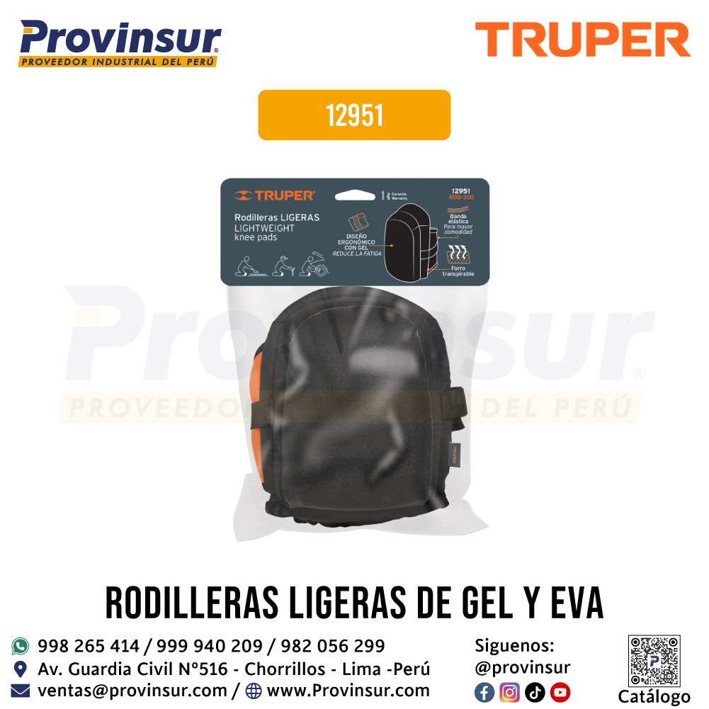 Rodilleras ligeras de gel y EVA 12951 Truper 5 Rodilleras ligeras de gel y EVA 12951 Truper