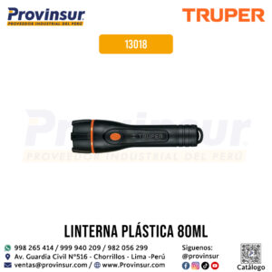 Linterna plástica 1 LED 80 lm con 2 pilas AA 13018 Truper