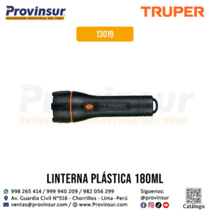 Linterna plástica 1 LED 180 lm con 2 pilas D 3019 Truper