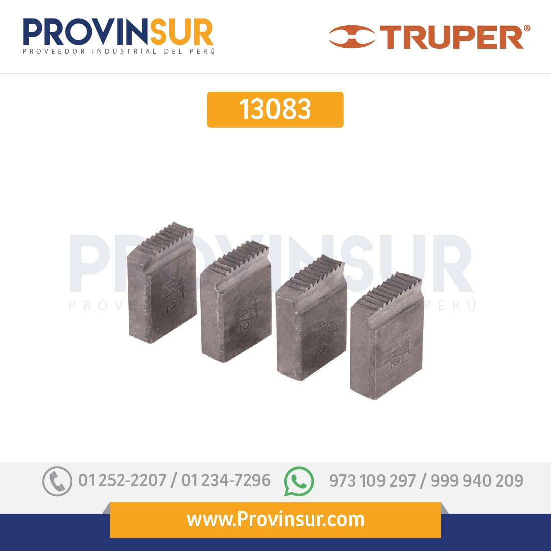 Juego de peines para tarrajas 1-1/2", 4 piezas 13083 Truper 1 Juego de peines para tarrajas 1-1/2", 4 piezas 13083 Truper