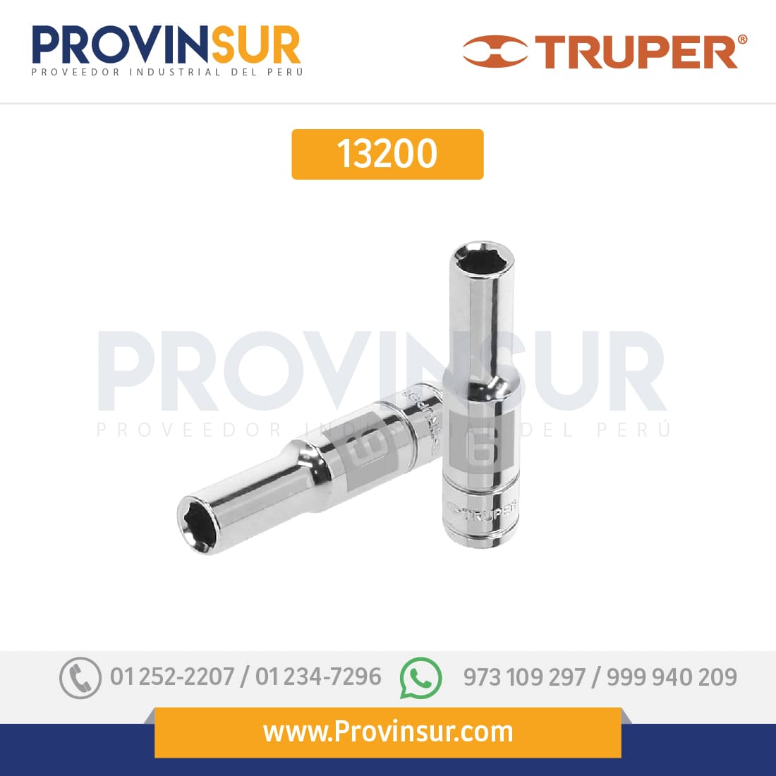 Dado de 6 puntas, largo, cuadro 1/4" de 6mm 13200 Truper 1 Dado de 6 puntas, largo, cuadro 1/4" de 6mm 13200 Truper