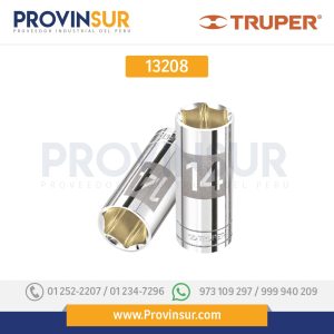 Dado de 6 puntas, largo, cuadro 1/4" de 14mm 13208 Truper