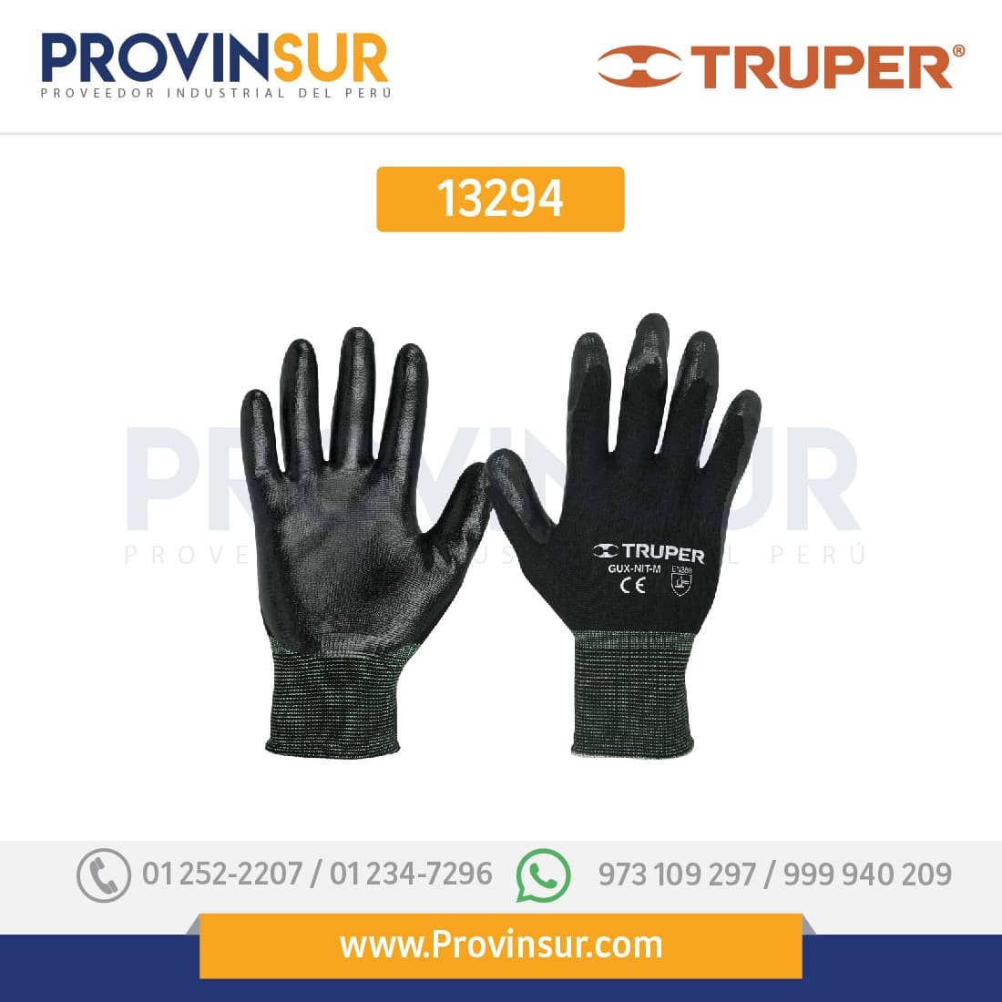 Guantes de nylon recubiertos de nitrilo, medianos 13294 Truper 1 Guantes de nylon recubiertos de nitrilo, medianos 13294 Truper