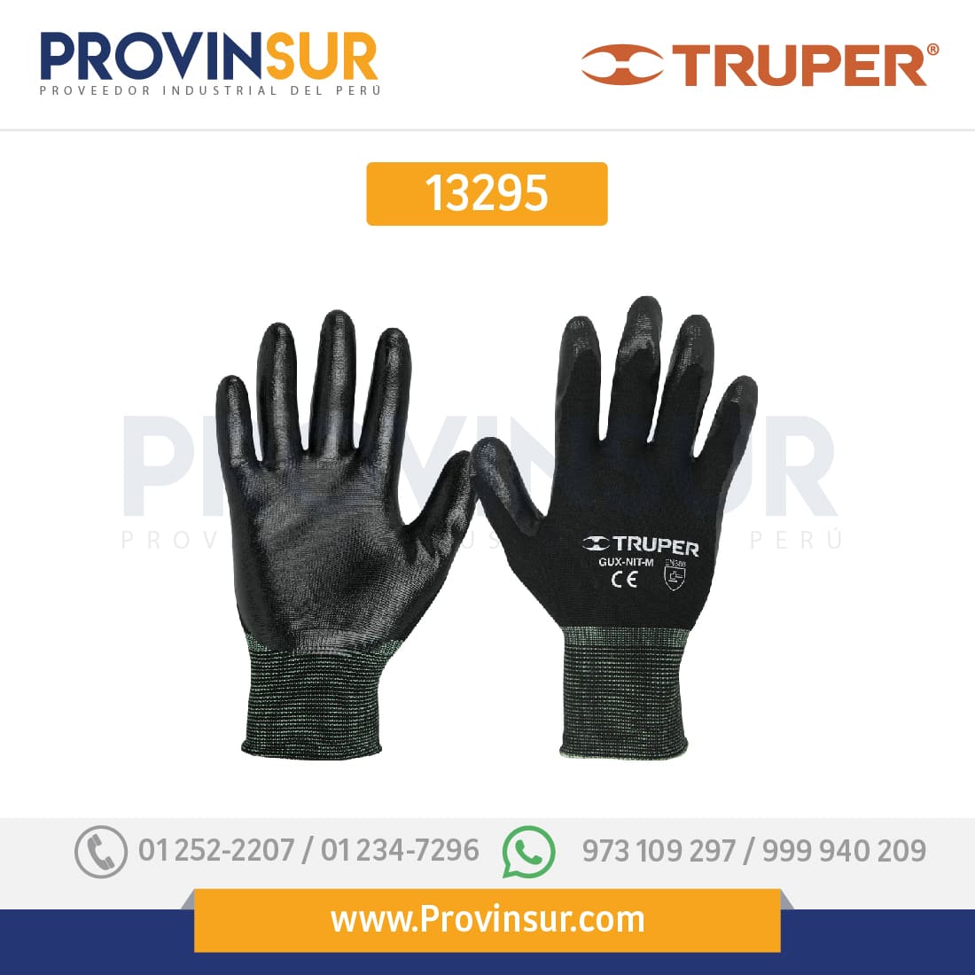 Guantes de nylon recubiertos de nitrilo, grandes 13295 Truper 1 Guantes de nylon recubiertos de nitrilo, grandes 13295 Truper