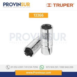 Dado de 6 puntas largas de 13/16" para bujías, cuadro 1/2" 13366 Truper