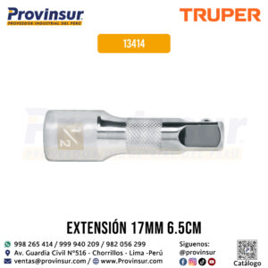 Extensión cuadro 1/2 pulgada para ratchet con largo 2-1/2 pulgada 13414 Truper