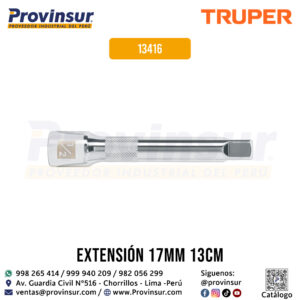 Extensión cuadro 1/2 pulgada para ratchet con largo de 5 pulgadas 13416 Truper