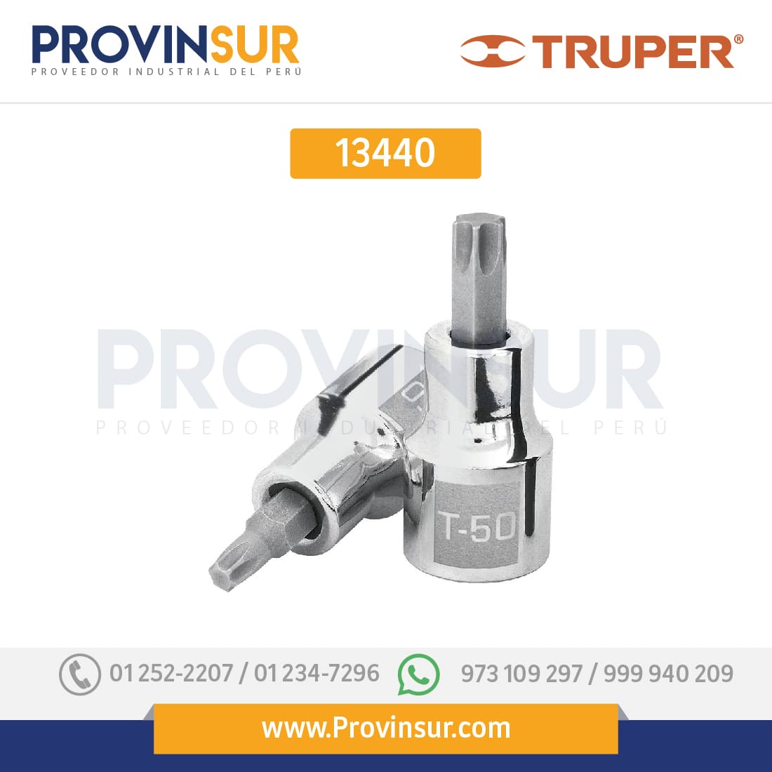 Dado punta Torx, cuadro 1/2", T-55 13440 Truper 1 Dado punta Torx, cuadro 1/2", T-55 13440 Truper