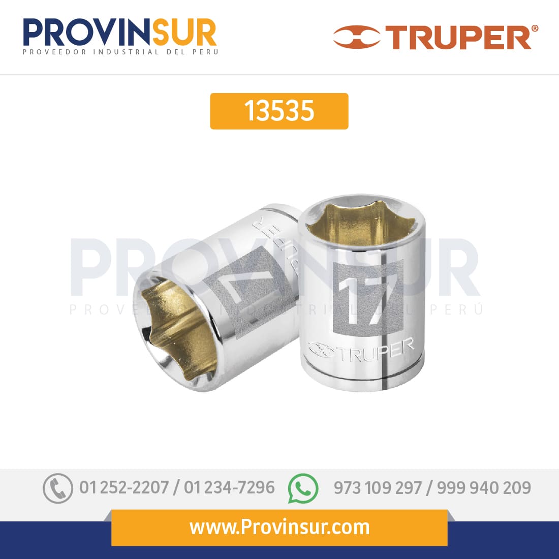 Dado de 12 puntas, cuadro 1/2" de 21mm 13535 Truper 1 Dado de 12 puntas, cuadro 1/2" de 21mm 13535 Truper