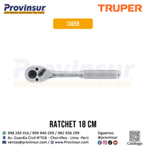 Ratchet cuadro 3/8 pulgadas cabeza de pera con liberación rápida 13659 Truper