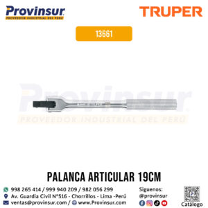 Mango articulado de 7-1/2 pulgadas x 13 mm para dados cuadro 3/8 pulgadas 13661 Truper