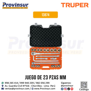 Juego de 23 herramientas cuadro 3/4 pulgadas mm para mecánico 13874 Truper