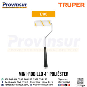 Mini rodillo para pintar 4 x 3/8 pulgadas de poliéster 13905 Truper
