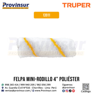 Felpa para mini rodillo de poliéster 4 x 3/8 pulgadas 13911 Truper