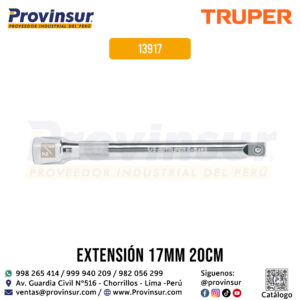 Extensión cuadro 1/2'' para ratchet largo 8'' 13917 Truper