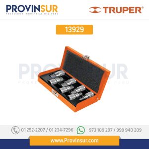 Juego de 7 dados cuadro 1/2" punta torx, estuche metálico 13928 Truper