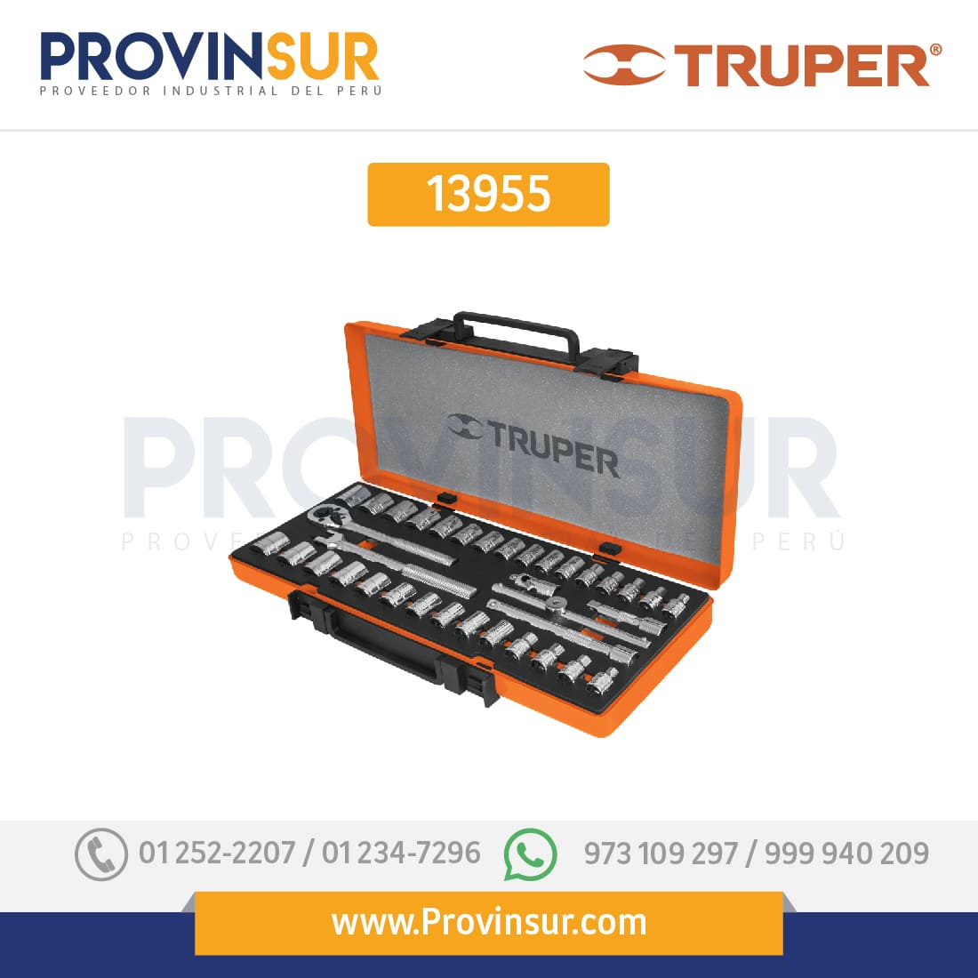 Juego de 36 herramientas cuadro 3/8" std y mm para mecánico 13955 Truper 1 Juego de 36 herramientas cuadro 3/8" std y mm para mecánico 13955 Truper