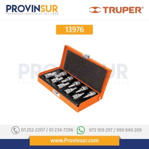 Juego de 10 dados cuadro 3/8" punta torx, estuche metálico 13976 Truper