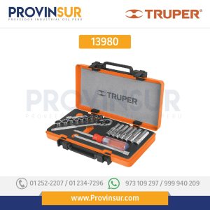 Juego de 20 herramientas cuadro 1/4" std para mecánico 13980 Truper