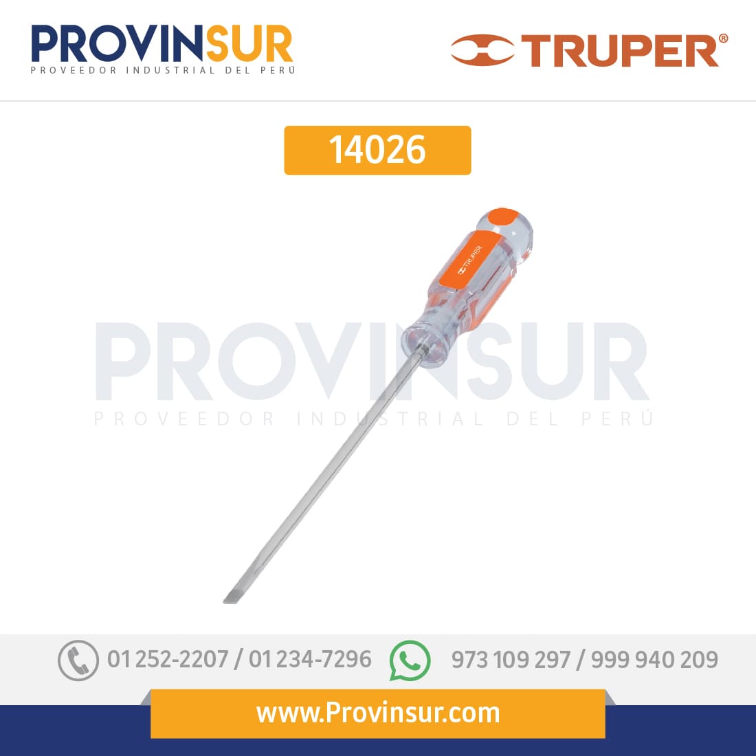 Desarmador cabinet 1/8x8" mango de acetato 14026 Truper 1 Desarmador cabinet 1/8x8" mango de acetato 14026 Truper