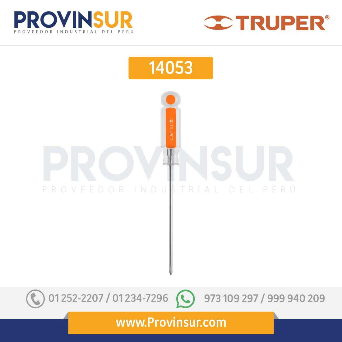 Desarmador punta Phillips # 0, mango de acetato 4" 14053 Truper 1 Desarmador punta Phillips # 0, mango de acetato 4" 14053 Truper