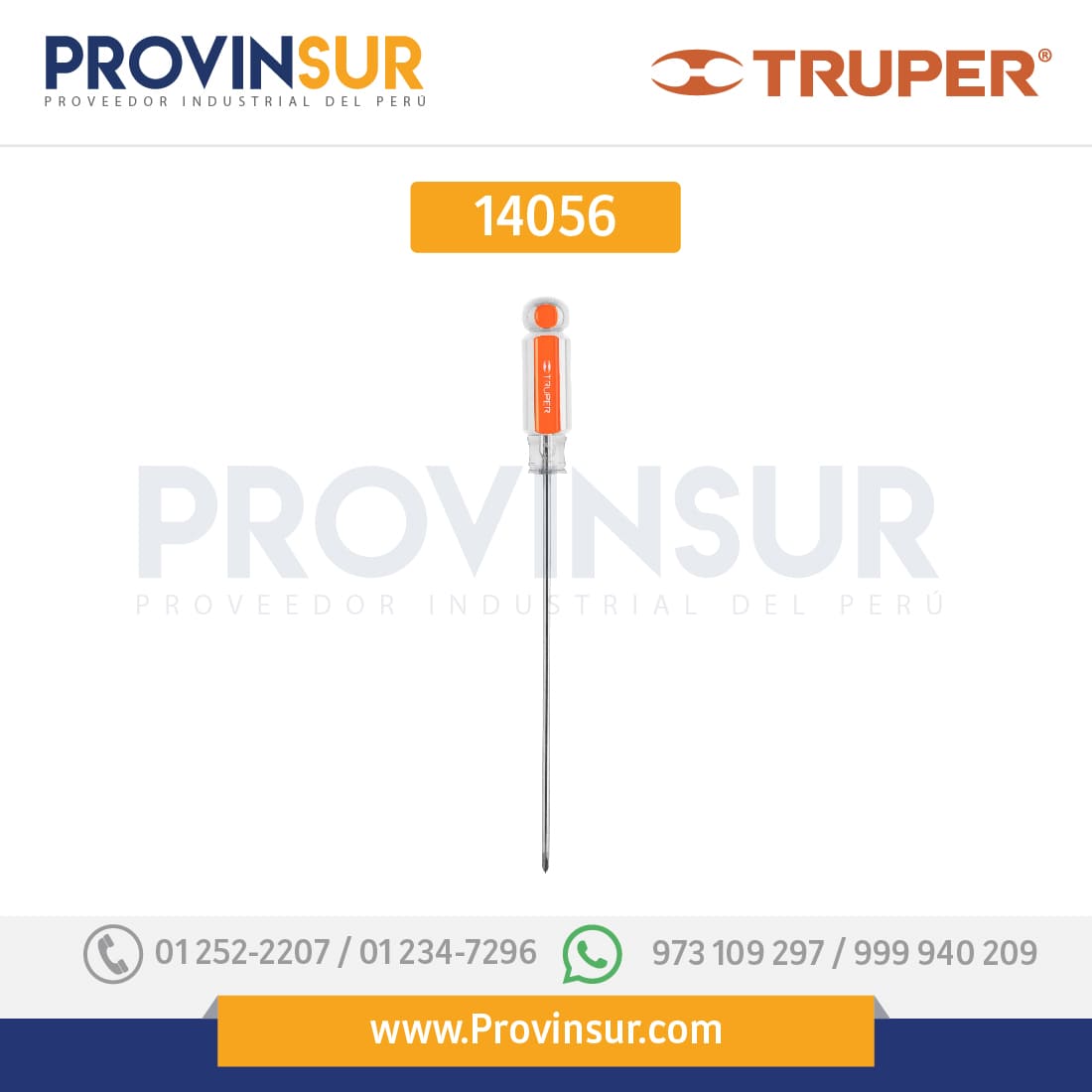 Desarmador punta Phillips # 0, mango de acetato 6" 14056 Truper 1 Desarmador punta Phillips # 0, mango de acetato 6" 14056 Truper