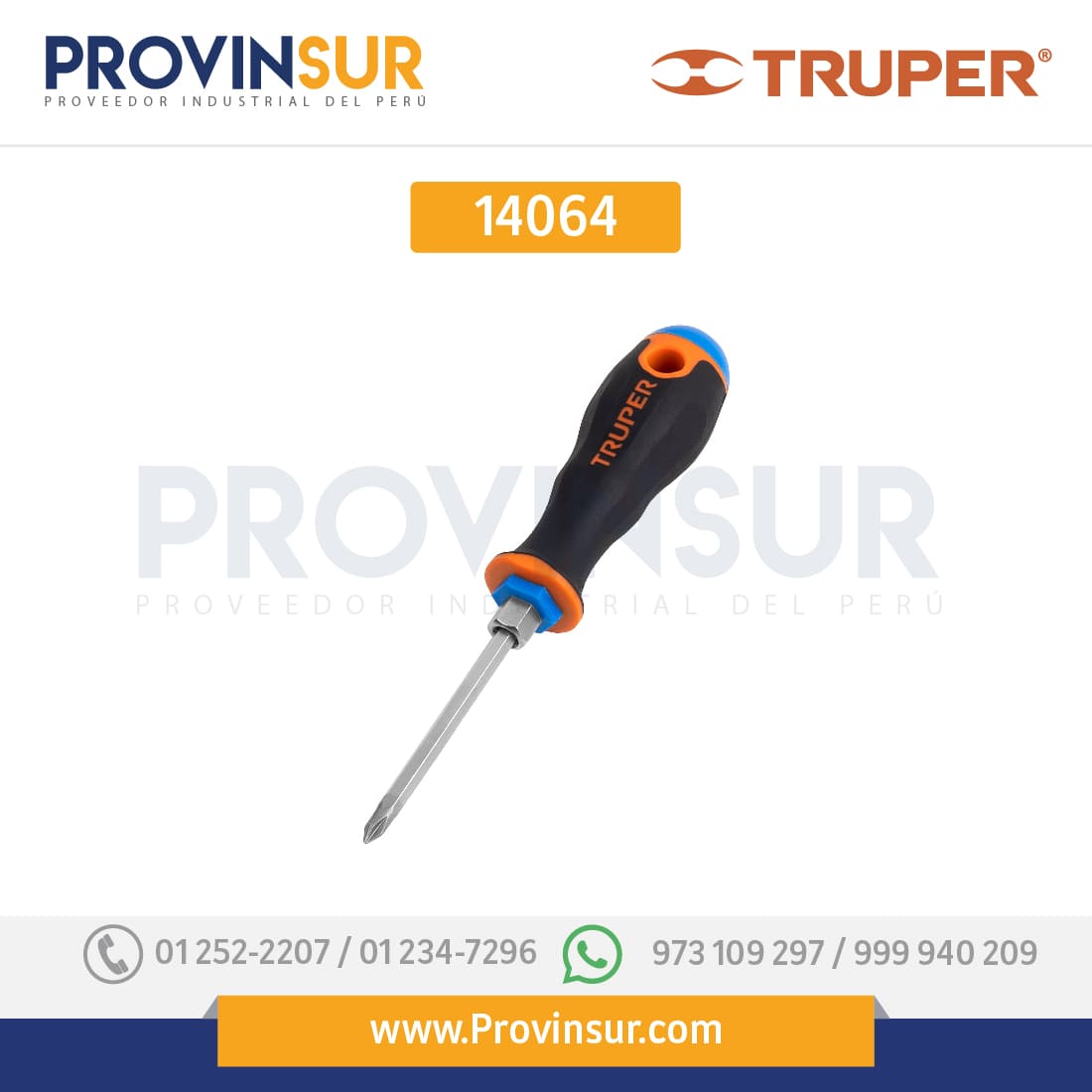 Desarmador punta Phillips # 1, mango Comfort Grip, 3" 14064 Truper 1 Desarmador punta Phillips # 1, mango Comfort Grip, 3" 14064 Truper