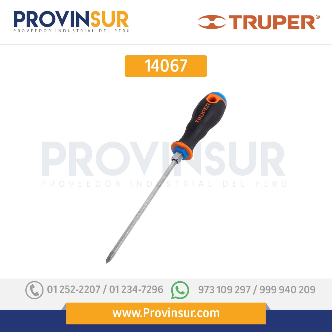 Desarmador punta Phillips # 1, mango Comfort Grip, 6" 14067 Truper 1 Desarmador punta Phillips # 1, mango Comfort Grip, 6" 14067 Truper
