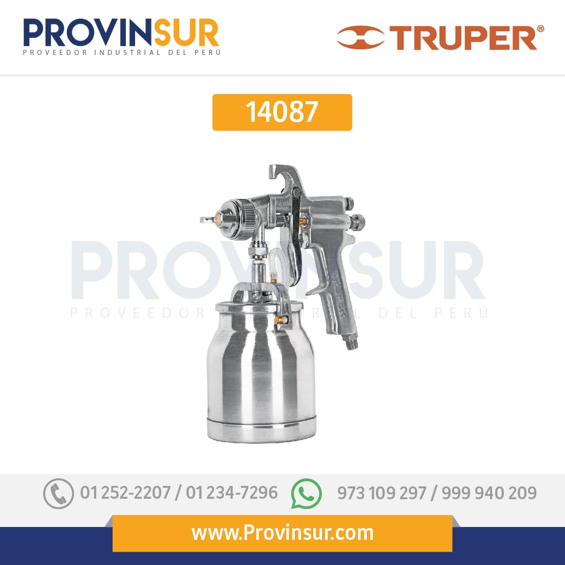 Pistola p/pintar succión HVHP, vaso alum, 1.8mm, 2 perillas 14087 Truper 1 Pistola p/pintar succión HVHP, vaso alum, 1.8mm, 2 perillas 14087 Truper