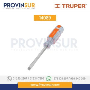 Desarmador plano, barra cuadrada, mango acetato, 1/4 x 3" 14089 Truper