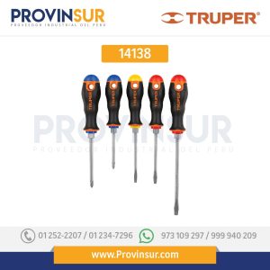 Juego de 5 desarmadores, mangos Comfort Grip 14138 Truper