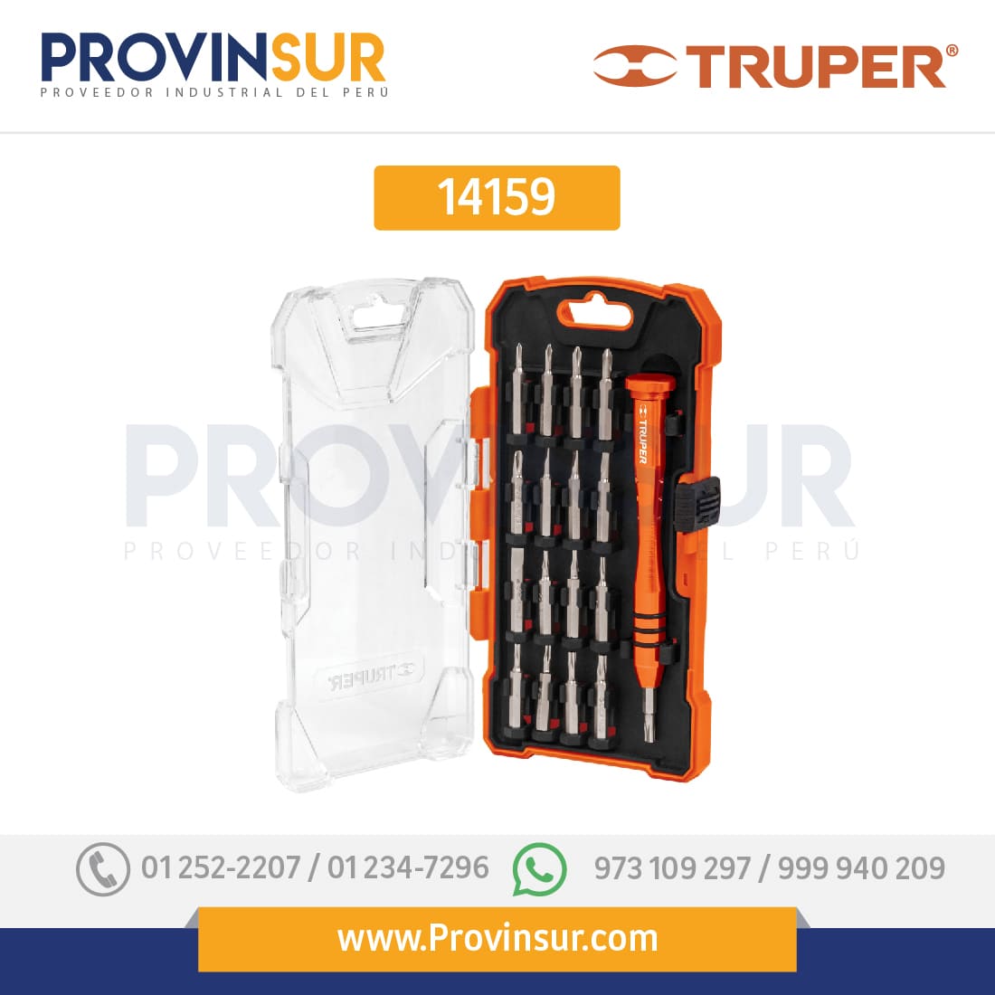 Juego desarmadores precisión, puntas intercambiables, 17pzas 14159 Truper 1 Juego desarmadores precisión, puntas intercambiables, 17pzas 14159 Truper