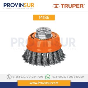 Carda de copa, alambre trenzado fino, 3" para esmeril 14186 Truper