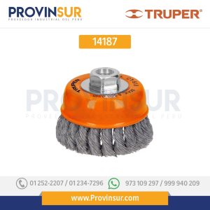 Carda de copa, alambre trenzado fino, 4" para esmeril 14187 Truper
