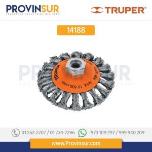 Carda tipo cónico 4”, alambre trenzado, M14 14188 Truper