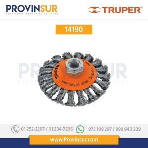 Carda tipo cónico 4”, alambre trenzado, 5/8”-11 14191 Truper