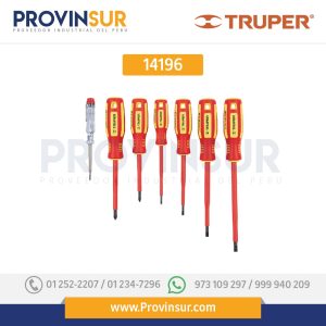Juego 6 desarmadores dieléctricos y 1 probador de corriente 14196 Truper