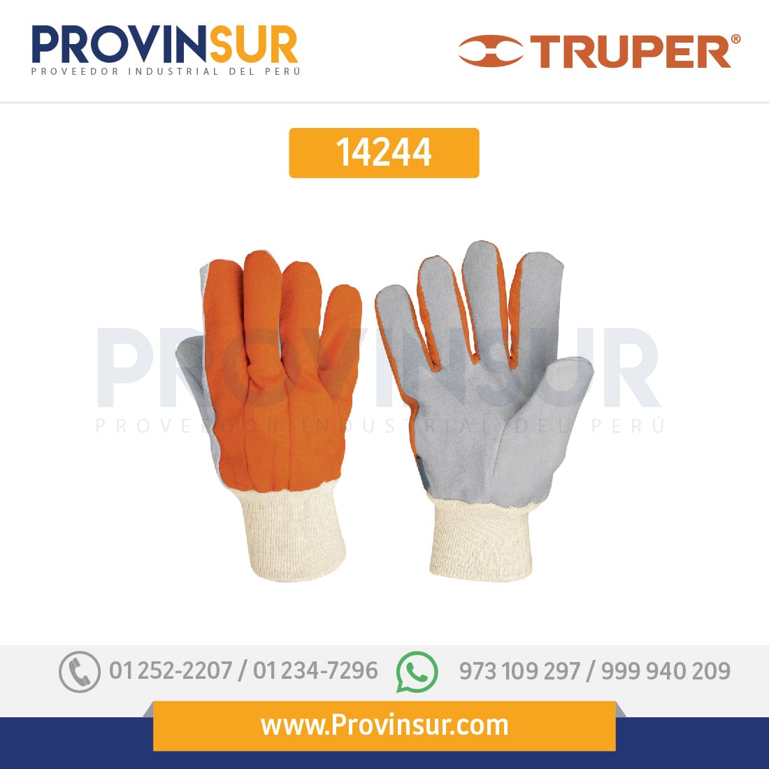 Guantes carnaza y loneta, uso ligero 14244 Truper 1 Guantes carnaza y loneta, uso ligero 14244 Truper