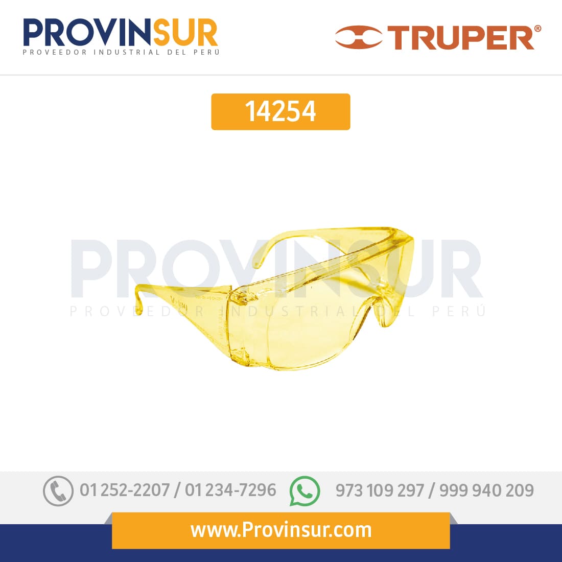 Lentes de seguridad, mica ámbar, Safe 14254 Truper 1 Lentes de seguridad, mica ámbar, Safe 14254 Truper
