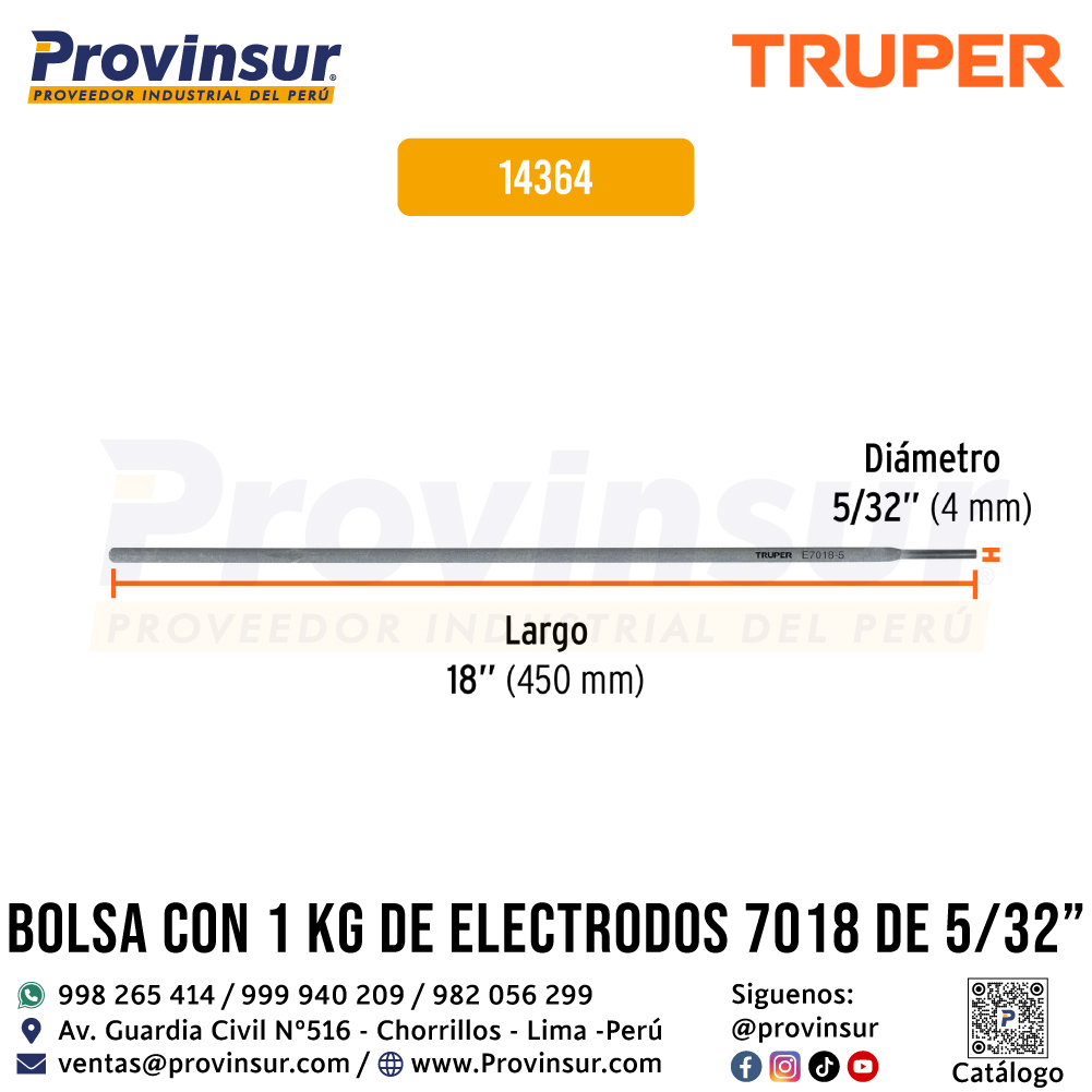 Electrodo 7018 de 5/32'' bolsa de 1 kg 14364 Truper 2 Electrodo 7018 de 5/32'' bolsa de 1 kg 14364 Truper