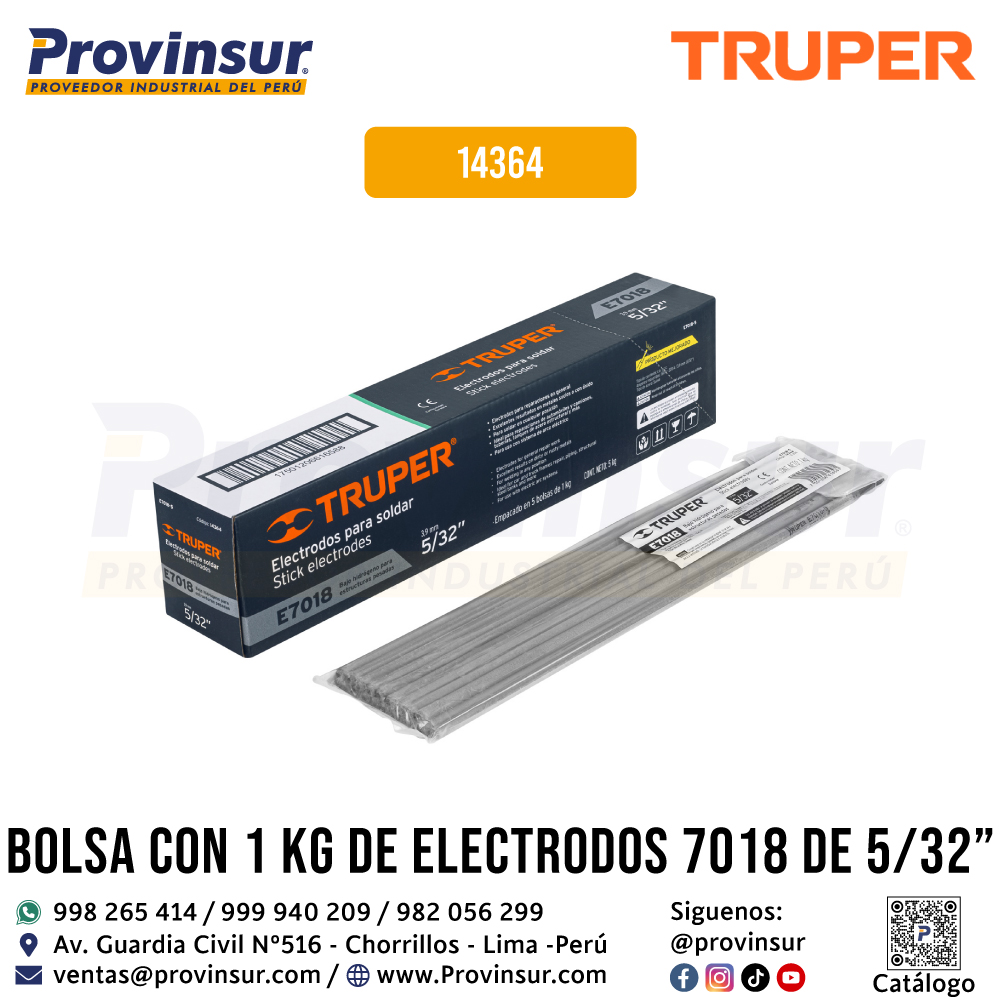 Electrodo 7018 de 5/32'' bolsa de 1 kg 14364 Truper 3 Electrodo 7018 de 5/32'' bolsa de 1 kg 14364 Truper