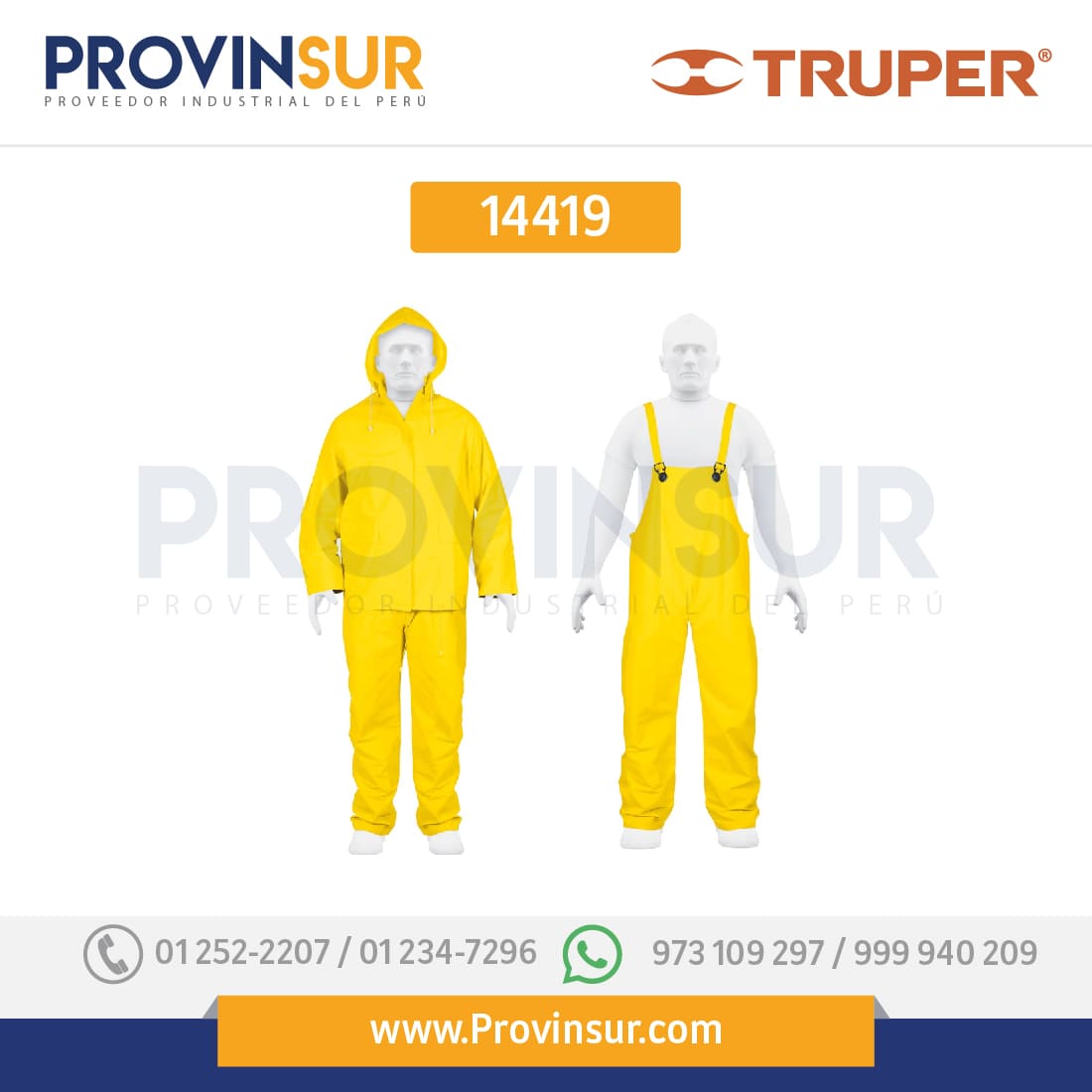 Conjunto impermeable, talla grande, PVC 14419 Truper 1 Conjunto impermeable, talla grande, PVC 14419 Truper
