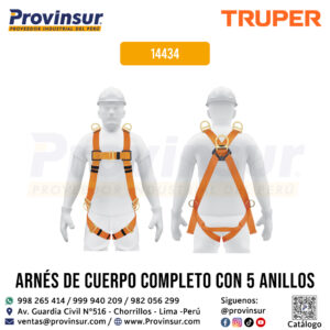 Arnés cuerpo completo con 5 anillos ANSI 14434 Truper