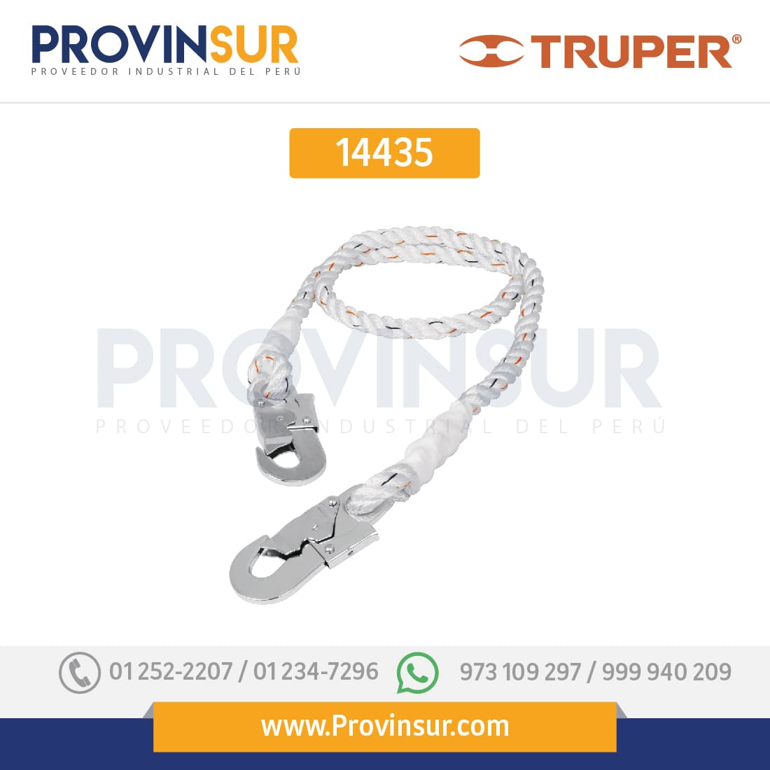 Cable de posicionamiento con 2 ganchos, 1.5 m 14435 Truper 1 Cable de posicionamiento con 2 ganchos, 1.5 m 14435 Truper