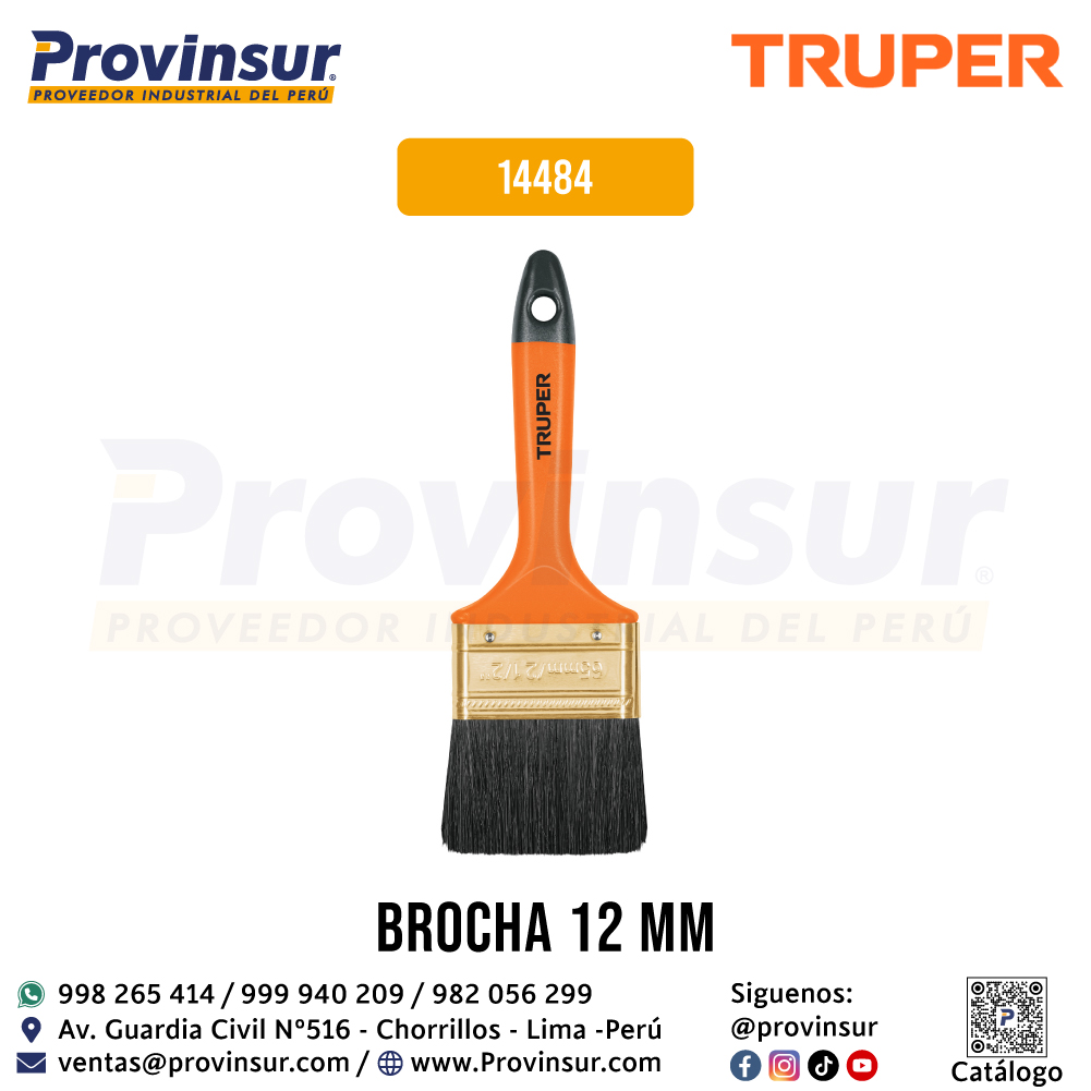 Brocha profesional de 2-1/2'' con mango de plástico 14484 Truper 1 Brocha profesional de 2-1/2'' con mango de plástico 14484 Truper
