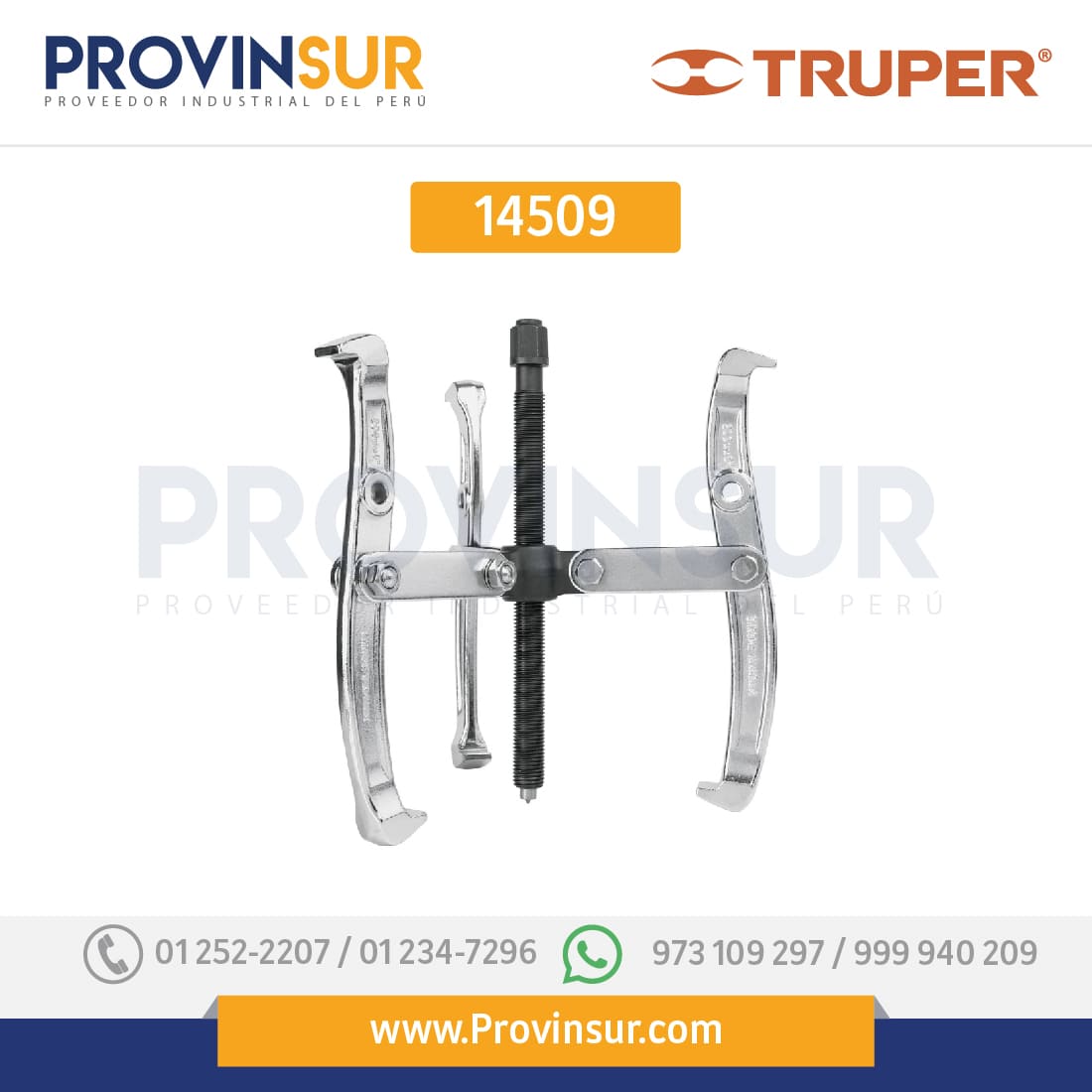 Extractor de poleas, 3 quijadas, 8" 14509 Truper 1 Extractor de poleas, 3 quijadas, 8" 14509 Truper