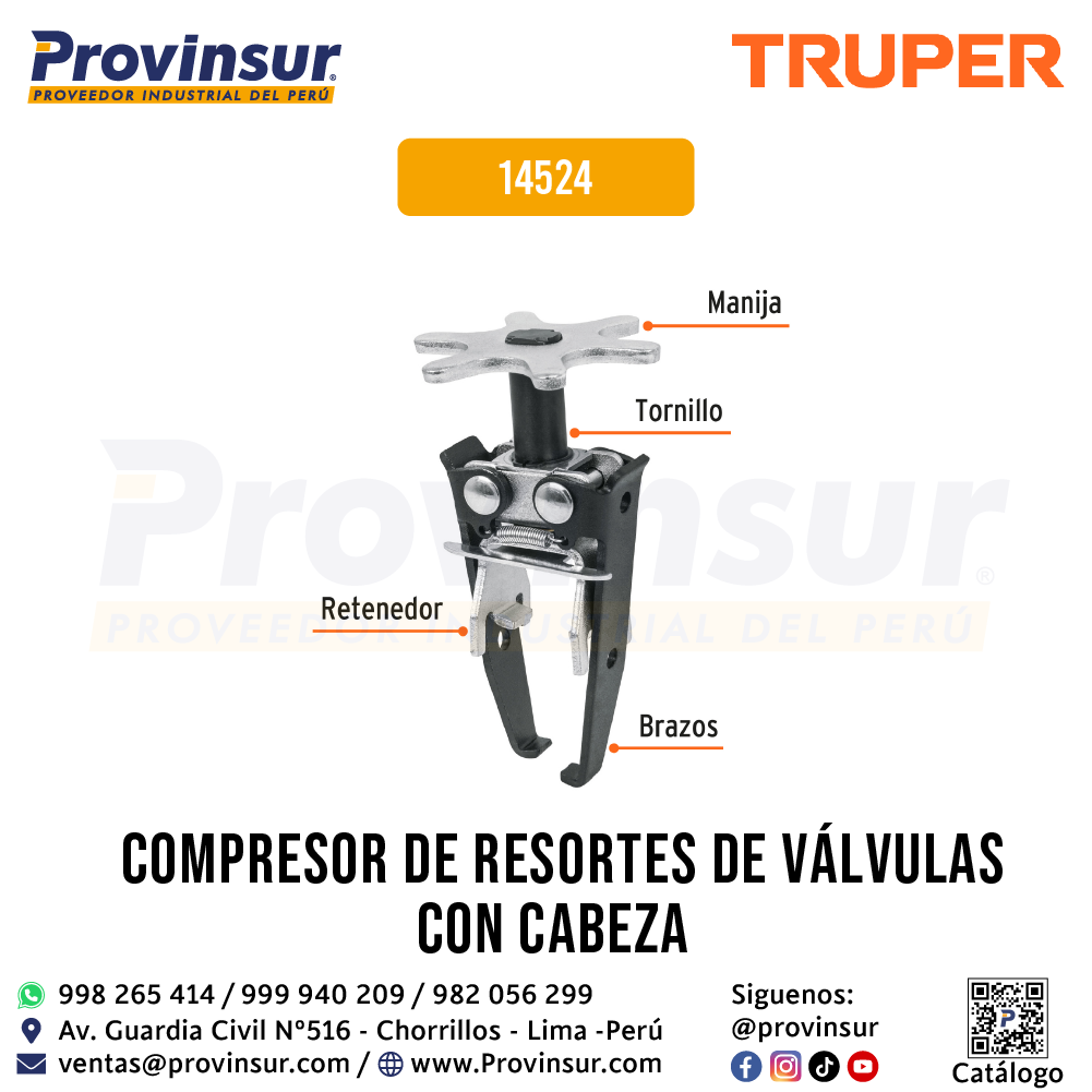 Compresor de resortes de válvulas con cabeza 14524 Truper 2 Compresor de resortes de válvulas con cabeza 14524 Truper